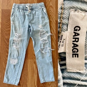 JEANS desgastados GARAGE lavado ligero cintura elástica talla XS - Imagen 1 de 8