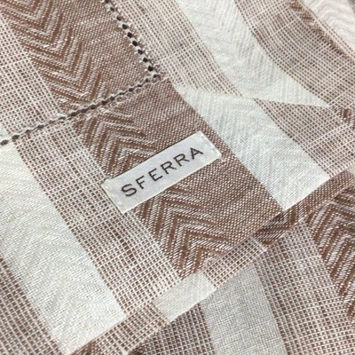 SFERRA Ascot Striped 8 Placemats with 8 Matching Napkins Linen Hemstitch Nutmeg - Image 1 of 4