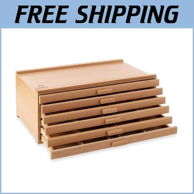 Compact Beech Wood Art Supply Box with 6 Removable Drawers - Natural Finish - Image 1 of 4