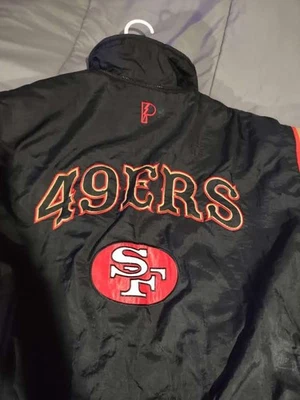 VTG 90’s San Francisco 49ers NFL Pro Player Puffer Jacket W/ Hood Starter XXL - Image 1 of 4