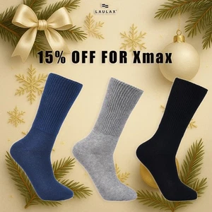 Laulax mens diabetic socks profession loose top gentle grip soft cotton 3 pairs - Picture 1 of 43