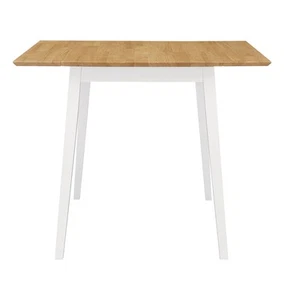 Dining Table, Small Solid Wooden Drop Leaf Kitchen Table, White and Oak Finish - Picture 1 of 8