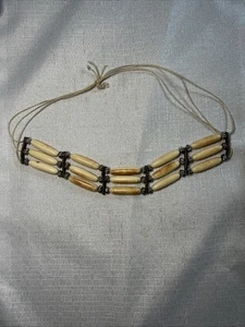 Gargantilla tribal de tres cuerdas de cuero vintage - Imagen 1 de 5