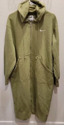 Nike Mujer’s Sudadera Larga con Capucha Cremallera Verde, Grande Sudadera Vestido Bata Bolsillos Foto 1 de 4