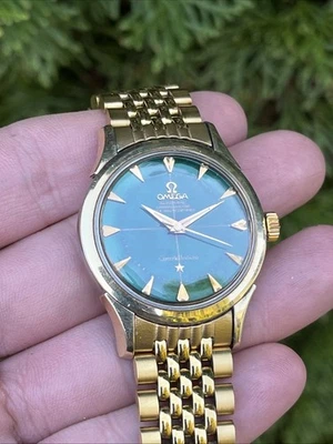 Винтажные мужские часы Omega Constellation 14k зеленый циферблат для пирога автоматические изящные - Изображение 1 из 4
