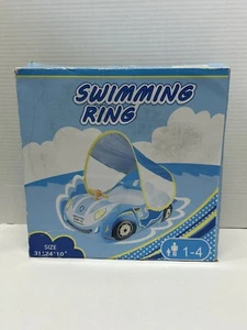 Hot Baby Inflatable Pool Float with Canopy Car Shaped Swim Float for Babies New - Picture 1 of 7