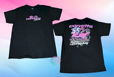 Nueva camiseta clásica negra para hombre Chevy Chevrolet Corvette Stingray 55 2 caras Foto 1 de 2