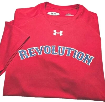 UNDER ARMOUR-MLS NEW ENGLAND REVOLUTION-Red Poly Cloth Mens SS, Logo T.Shirt-(L) - Image 1 of 3