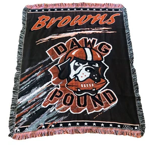 The Northwest Cleveland Browns Dawg Pound gewebter Wandteppich Überwurf Decke 54”x43” - Bild 1 von 6
