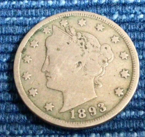 1893 Liberty Head V Nickel 5 Cent Piece- ~876A Cover