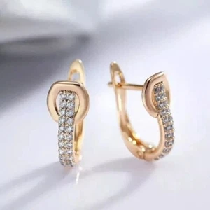 0.52 CT Round Cut VS/SI Lab Grown Diamond Women's Hoop Earrings 14K Yellow Gold - Picture 1 of 7