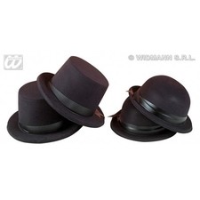CAPPELLO CILINDRO BOMBETTA NERO FLOCCATO CARNEVALE