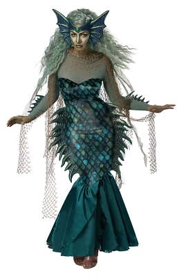 Dark Sea Siren Gothic Mermaid Scary Woman Fancy Dress Up Halloween Adult Costume - Image 1 of 2
