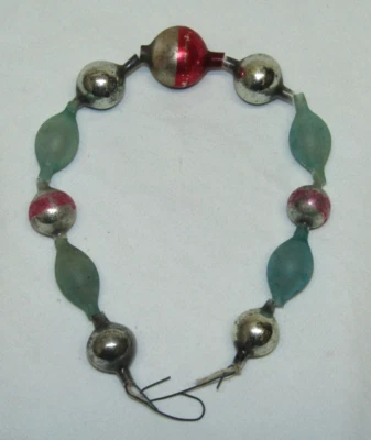 Japan Blue Glass Bead Garland String Antique Teardrop Christmas Ornament 1950's - Image 1 of 4