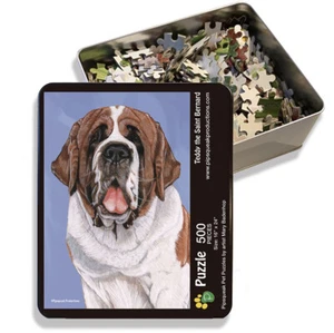 Saint Bernard Jigsaw Puzzle, 500-piece with reusable Tin, from painting by Mary  - Picture 1 of 3