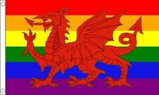 Giant Rainbow Wales 8 x 5 FT - 100% Polyester With Eyelets - Gay Pride Rainbow