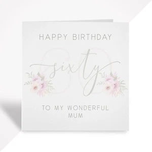 Personalised 60th Birthday Card For Mum Grandma Nan Sister Wife Woman Floral - Picture 1 of 6