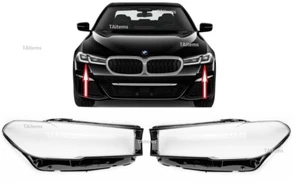 PAIR HEADLIGHT LAMP GLASS LENS COVERS LAMPSHADE FOR BMW 5 G30 G31 LCI 2018-2022 - Picture 1 of 10