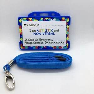 Autistic And Non Verbal Disability I.C.E ID Card And Lanyard - Picture 1 of 6