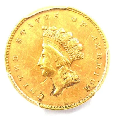 Dólar de oro indio 1856-S (moneda de G$1) - Certificado PCGS AU Detalle - Raro "S" ¡Como nuevo! Foto 1 de 4