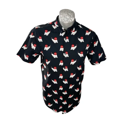 Coca-Cola Shirt Mens Polar Bear Logo Size S Black Red White Cotton Button Up - Image 1 of 4