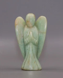 Chakra curativo amazonita 105 mm poder Reiki espíritu aura piedra ángel curvado a mano - Imagen 1 de 6