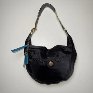 Borsa a tracolla Hampton soho vintage Y2K Coach donna nera teal usata in ottime condizioni - Foto 1 di 9