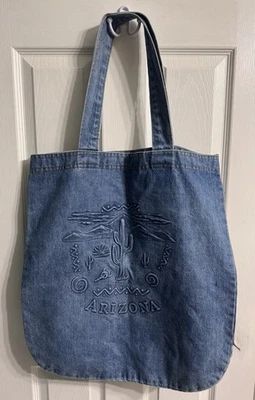 Bolso de Mano Arizona Denim Extra Grande Vintage Años 80’s 90’s Hecho en EE. UU. Foto 1 de 4