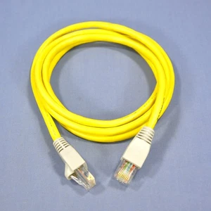Leviton 5G454-5S Yellow Cat5 5ft Ethernet Cable Data Patch Cord Network Silver - Picture 1 of 4