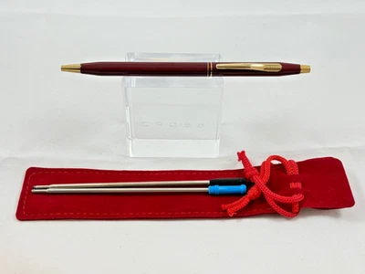 BOLÍGRAFO CRUZADO CLÁSICO SIGLO DOBLE BANDA BORGOÑA CON RIBETE DORADO #3802 Foto 1 de 4