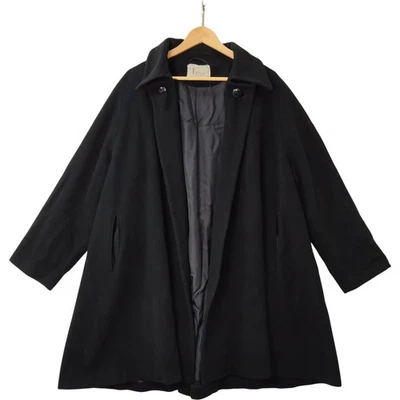 Vintage Harrods Knightsbridge Coat Black Wool Cashmere Blend Womenswear Preloved - Image 1 of 4