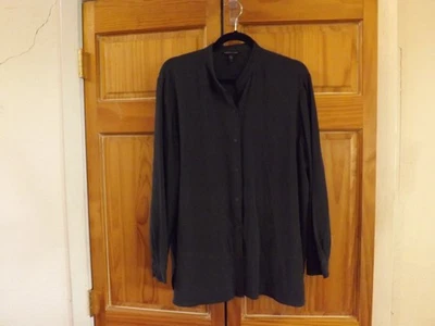 Camisa de seda Eileen Fisher LS en gris grafito---talla L Foto 1 de 4