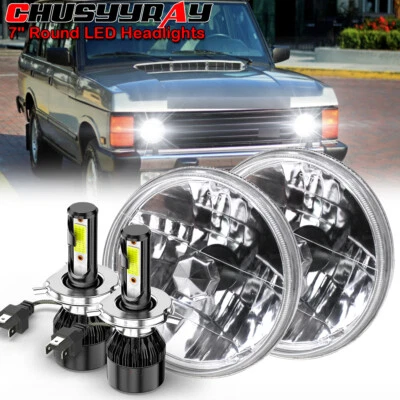7" Round LED Headlights Combo Hi/Lo Fit Land Rover Range Rover Classic 1970-1995 - Image 1 of 4