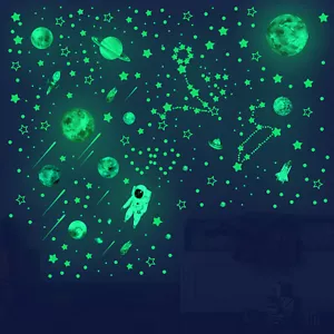 Glow In The Dark Wall Stickers Stars Solar System Decals Mural Kids Room Decor - Picture 1 of 8