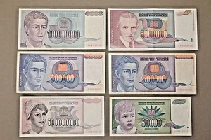 LOTE **6 piezas** Dinara Yugoslavia 1993 - Imagen 1 de 2