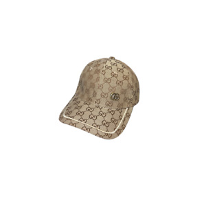 Trendy Tan/Brown Hat with Gold Logo Print - Adjustable for All Sizes
