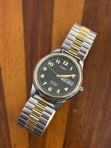 Timex Charles Street Men's Watch Black Dial Two Tone Day Date 35mm - New Battery - Imagen 1 de 6
