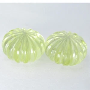 8.96Cts Natural Classic Lemon Quartz Round Pumkin Shape Carving Pair - Picture 1 of 4