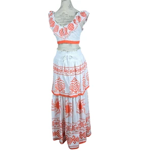 L'Atiste by Amy 2 tlg Kleid Damen Medium Rock Crop Top Boho Rüschen Festival - Bild 1 von 12