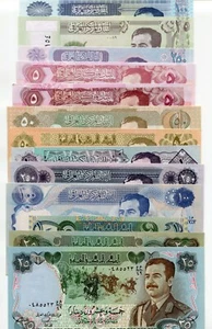 Super Set of 13 Saddam Hussein Iraq Dinars Uncirculated Banknotes Paper Money - Picture 1 of 6