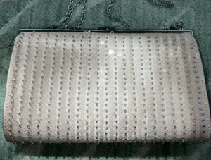 Estee & Lilly Clutch Purse Evening Bag Formal Pink Beaded Sequin Chain Crossbody - Picture 1 of 8