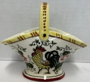 Vintage Ceramic Rooster Basket Hand Painted  - Picture 1 of 8