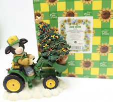VTG 2001 Mary's Moo Moos John Deere Boy on Tractor w Tree Figurine #864692 5.75"