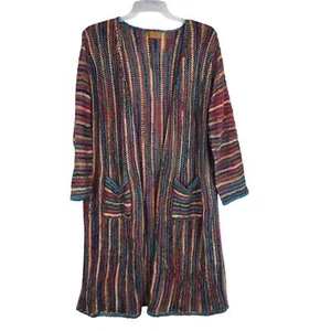 Cardigan leggero POL multicolore lunghezza spolverino, aperto davanti, tasche, taglia L - Foto 1 di 12