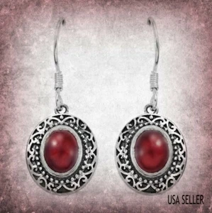 Genuine 6.65 ctw. Genuine Ruby Artisan Crafted Sterling Silver Earrings - Picture 1 of 3