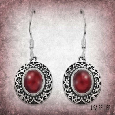 Genuine 6.65 ctw. Genuine Ruby Artisan Crafted Sterling Silver Earrings - Image 1 of 3