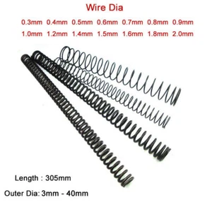 Diapositiva de alambre 0,3 mm - 2 mm resorte de compresión 65 resortes de acero manganeso longitud 305 mm - Imagen 1 de 9