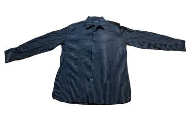 John Henry Mens Long Sleeve Dress Shirt Black and White Stripes - Large - Image 1 of 3