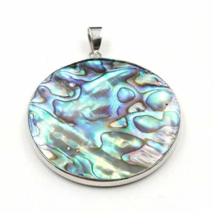 Hot Mother's Day Gift Lady Tropical Abalone Shell Gems Silver Necklace Pendant - Picture 1 of 6