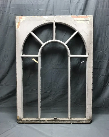 Antique 7 Lite Shabby Dome Glass Top Window Sash 29x40 Chic VTG Old 1038-22B Cover